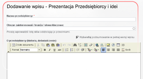 Formularz przedsiębiorcy - pomysłodawcy