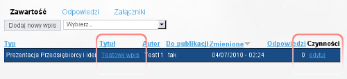 Edycja własnych wpisów