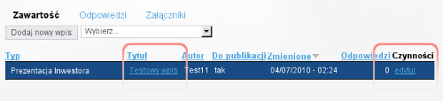 Edycja własnych wpisów