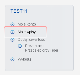 Menu - Moje wpisy